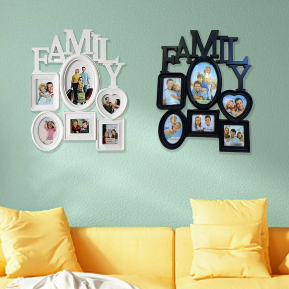 Nsxcdh Family Combo Photo Frame Wall Mounted Pvc 12.2x14.8in Holds 6 Photos Unique Elegant Home Desktop Tabletop Gift Friends Parents Family Decor Party Cute Decoration Favors for Kids