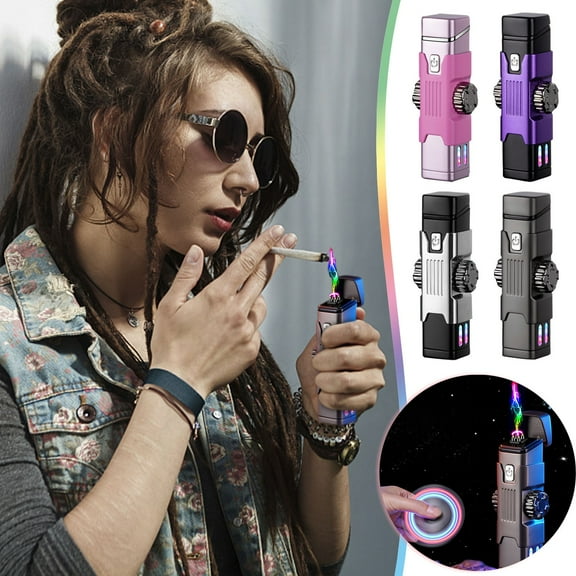 Nsxcdh Fingertip Lighter Dual Arc Type C Fast Charge,Zinc Alloy,3.37x1.24x0.91 In,Windproof LED Accent Lights Spin Decompression,for Outdoor Camping Smoking Collection,Home Essentials
