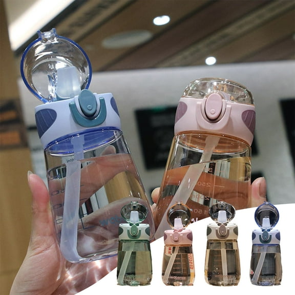 Nsxcdh Fitness Sports Water Bottle with Straw Plastic 13.5oz 2.95x5.7in Leakproofup Cap Graduated Flat Spout Outdoor Gym Office Home Hydration Cup Home Indoor Sports for women man Gift