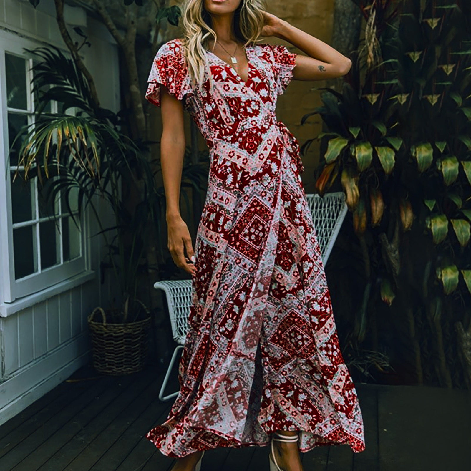 Summer Dresses Amazon Wrap Maxi Dress SHIBEVER Women's Summer