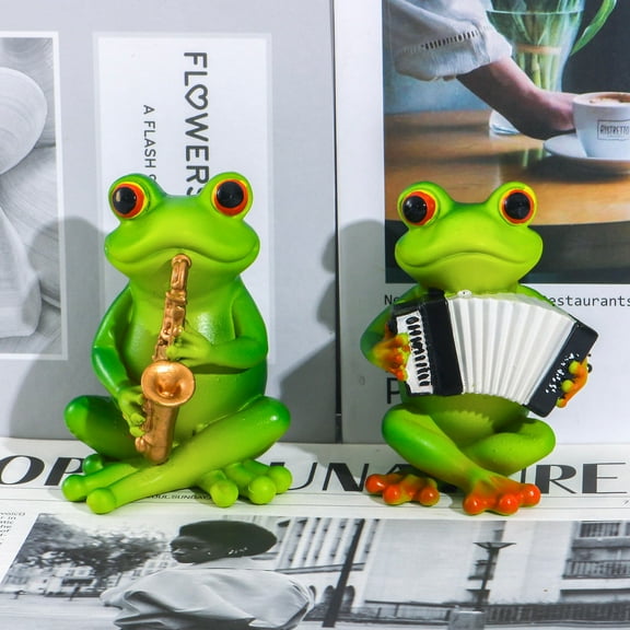 Nsxcdh Garden Animal Hanging Ornaments Musical Frog and Turtle Figurines Resin Planter Decor Cute Animal Statues for Plants Playful Wind Decoration for Outdoor Spaces