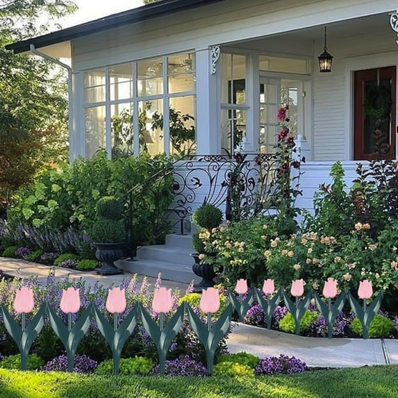 Nsxcdh Garden Fence Plastic Tulip Picket Edging 11.4x5.9in Modern Colorful Modular Easy Install Outdoor Flowerbed Border Home Garden Clearance Deals Budget Picks