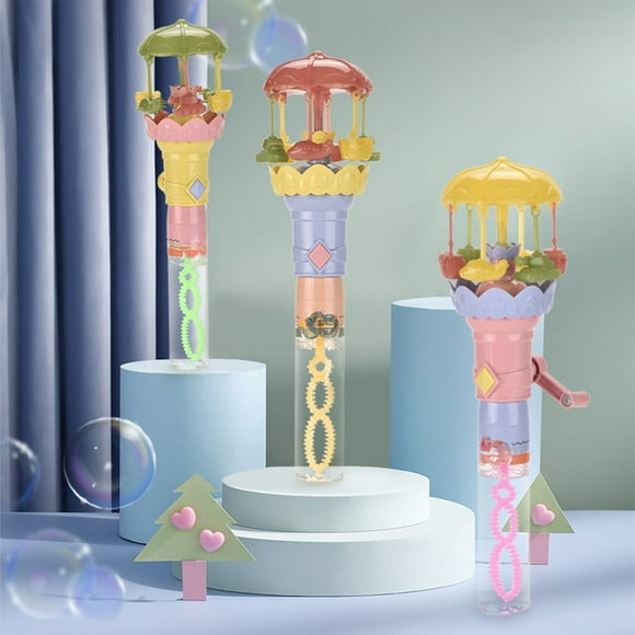 Nsxcdh Hand Crank Carousel Bubble Maker,Wand Lights Rotating Stable Foam 9.4x2.5x2.16 In,Outdoor Park Party Interactive,For Girls and Boys Kids Toys