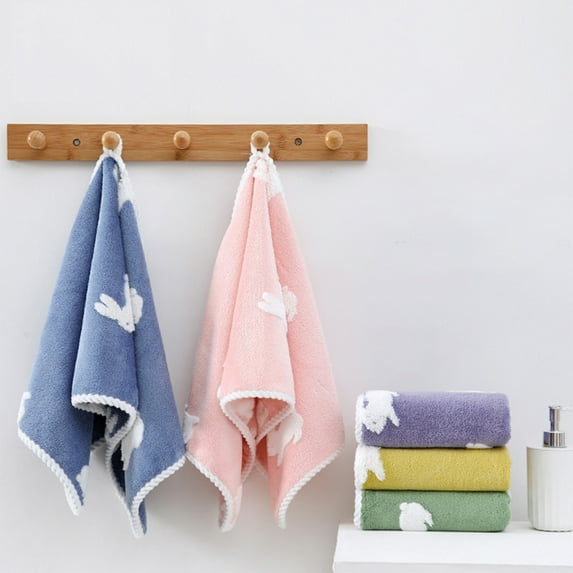 Nsxcdh Hand Towel Velvet Rabbits Jacquard Super Absorbent 29.52x13.77 in Gentle Soft Touch Quick Dry for Bathroom Home