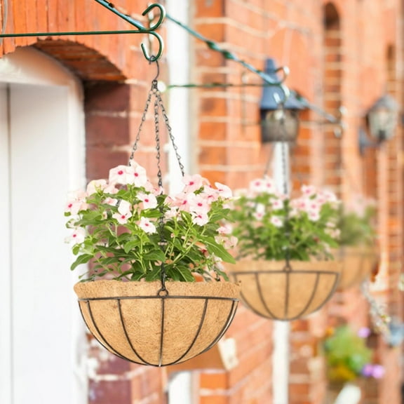 Nsxcdh Hanging Flower Basket,Coir Liner,Wall Mounted,13.8x5.9x3.1 In,Moisture Retention,Easy Adjust,Outdoor Garden Decor,Home