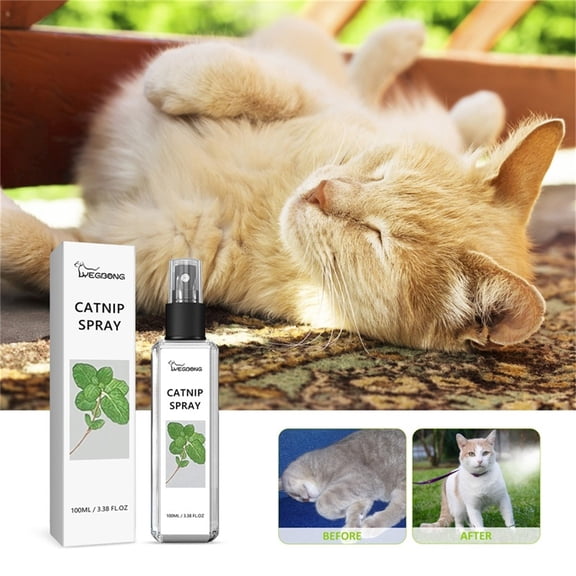 Nsxcdh Herbal Cats Catnip Spray Silvervine 100ml Natural Extract Behavior Mist No Mess Potent Safe for Cats Scratching Toys Bedding Home Pet Care Christmas Gifts