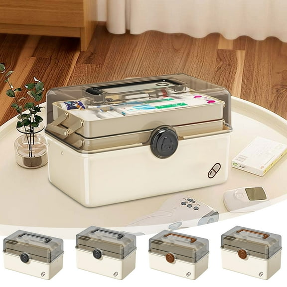 Nsxcdh Household First Aid Kit Box,Large Capacity,Plastic,11.61x8.46x6.69in,Multi Layer,Portable Handle,Waterproof,Home Car Emergency Storage