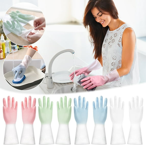 Nsxcdh Housework Cleaning Gloves Rubber Latex,Reusable Non Slip,One Size,Long Cuff for Home and Kitchen Dishwashing and Laundry,Kitchen Essentials,Gloves,Home Essentials