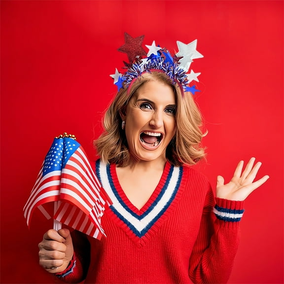 Nsxcdh Independence Day Headwear, Red White and Blue Star Headband, Flag Theme Festival Accessory, Patriotic Hairband for 4th of July Party or Parade Outfit Gift
