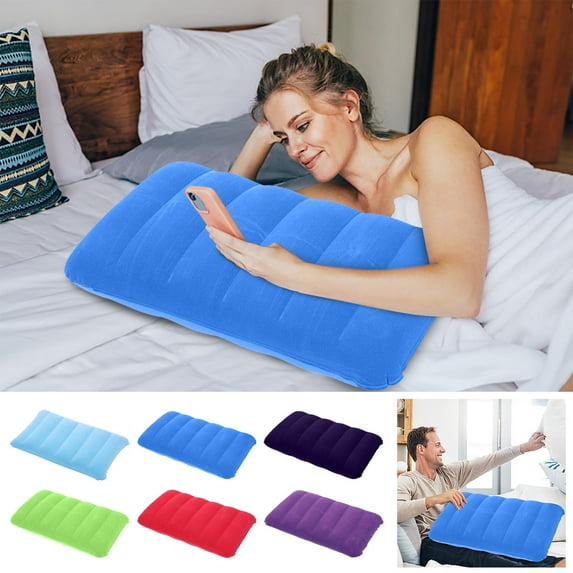 Nsxcdh Inflatable Travel Pillow with Plush Cover,Portable Compact Pillow for Nap,Cervical Pillow for Office Desk,Camping,Car,Airplane,Machine Washable