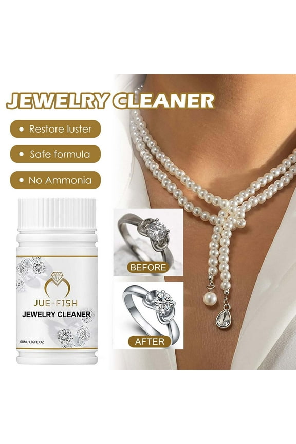Jewelry Cleaning Agent Metal Solution Diamond Necklace Rust Ash Removal 1.69oz Gentle Formula No Ammonia Quick Care Gold Silver Stainless Steel Home Accessories Home Office Decor