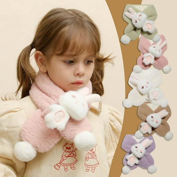 Nsxcdh Kids Bear Neck Warmer Scarf Crystal Velvet 28.3x4.3in,Soft Skin Friendly Crossed Design,Cozy Outdoor Essential for Boys Girls,Cute Gift for Winter