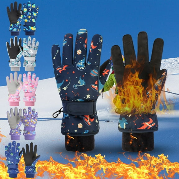 Nsxcdh Kids Ski Gloves Winter Warm Windproof,Non Slip Palm Elastic Cuffs,One Size,for Snowboarding Hiking and Outdoor Sports,gloves winter gloves for Girls and Boys