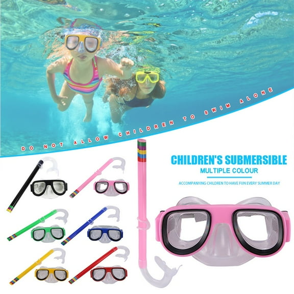 Nsxcdh Kids Swimming Goggles with Snorkel,Large Frame Anti Fog Lenses,Soft Seal for Ages 4-8,Clear Vision for Pool Beach Lessons,Swimming Gear