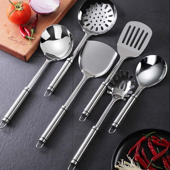 Nsxcdh Kitchen Cooking Utensil Set,Stainless Steel,Long Handle Spatula Turner Skimmer,14.5in,Non Scratch Non Reactive,Lightweight Robust,Safe Ergonomic,Kitchen Tools Gifts for Women Man