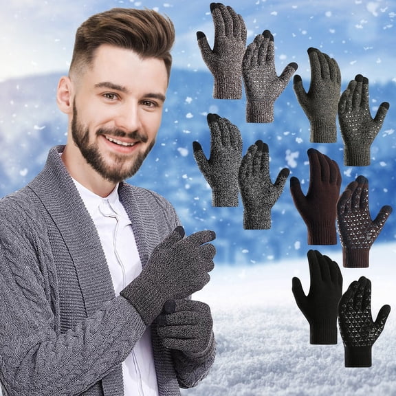 Nsxcdh Knitted Winter Gloves Cold Proof Thermal,Water Splash Fabric Anti Slip Strips,Soft Warm Lining For Driving Travel Dating And Daily Use,winter gloves Gifts for Women and Men