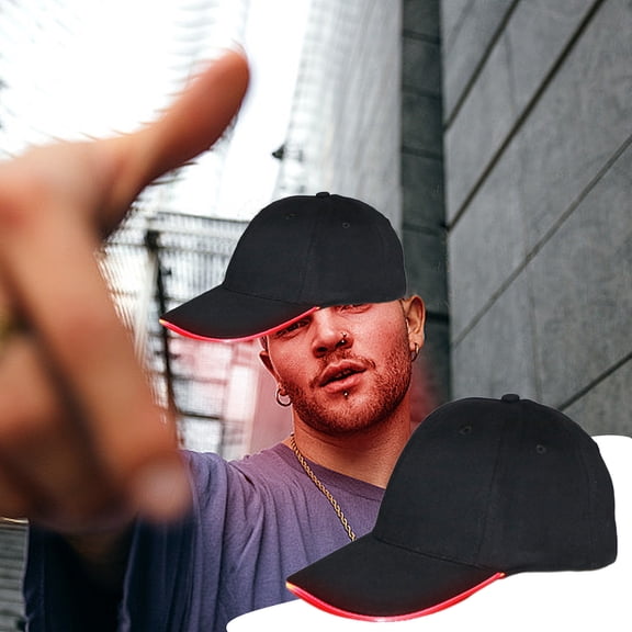 Nsxcdh LED Baseball Cap Polyester White Black Adjustable 22x11x5.9in Light up Flash Glow Hat for Festival Rave Club Performance Home