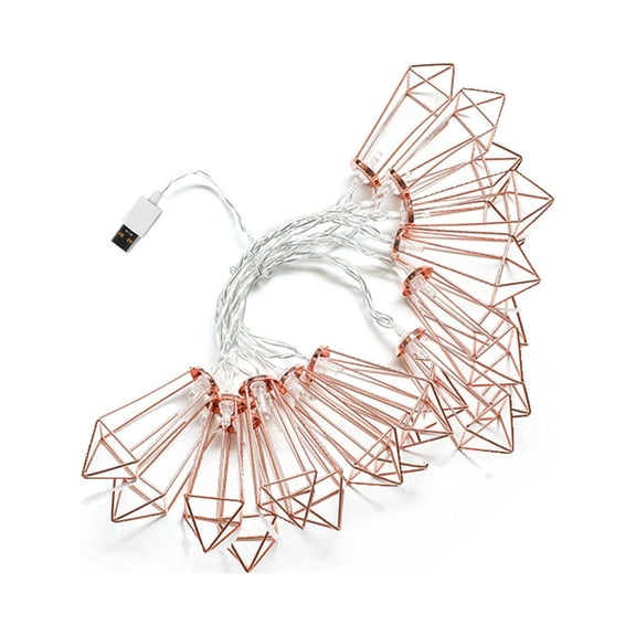 Nsxcdh LED Light Iron Art Diamond Drop Frame Rose String 3m 20 Lights Geometric Festival Celebration Environmental Layout Home Christmas Gifts for Grandkids and Women