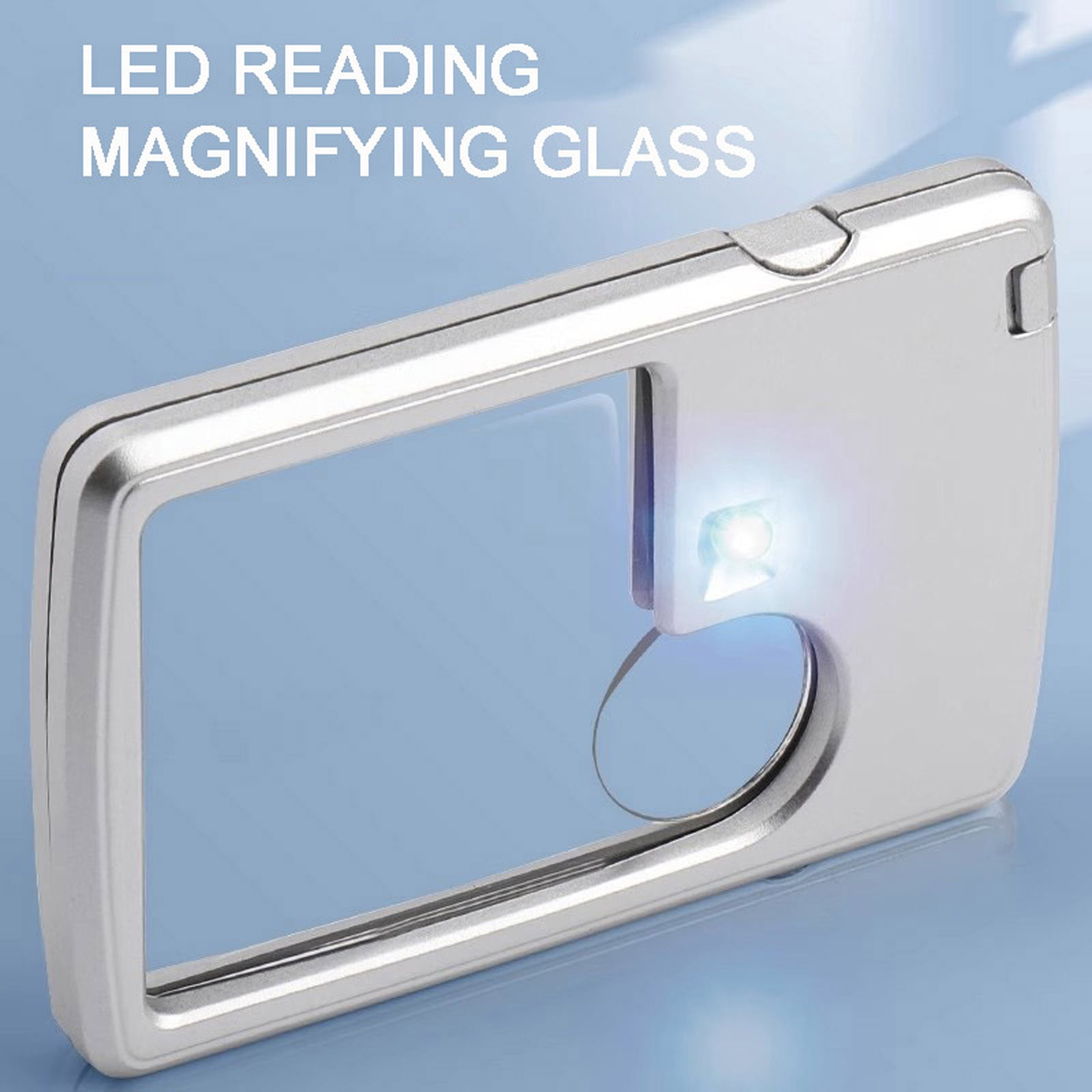 Nsxcdh LED Reading Magnifier Plastic Acrylic 3.54x2.24in Portable Lighted Compact Enhanced Vision for Reading Newspaper Testing Tools
