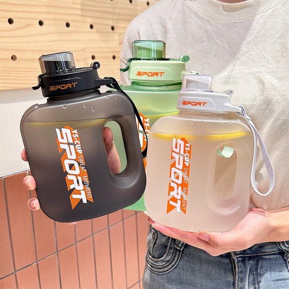 Nsxcdh Large Capacity Ton Bucket Outdoor Plastic Water Cup 33oz Semi Transparent Frosted Easy Clean Portable Strap Leakproof Scale Hydration for Fitness Sports Home Indoor Sports Gift