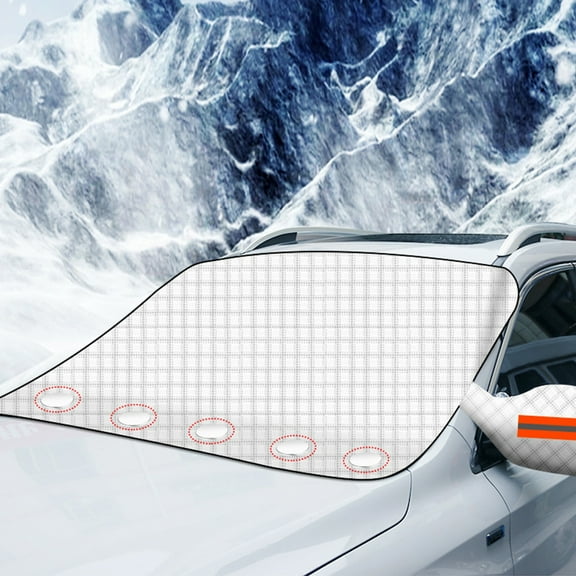 Nsxcdh Magnetic Suction Car Windshield Snow Cover,Ice Frost Guard,Aluminum Film,79.5x40.9in,Universal Fit,Windproof,Easy Install,Winter Car Gifts for Women Man