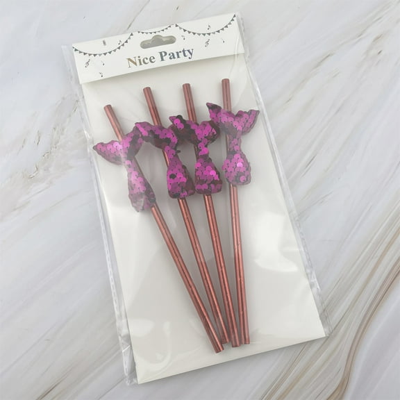 Nsxcdh Mermaid Tail Paper Straw Set,4pc Decorative Unique Sequin,Safe Eco-Friendly,7.87in,Versatile Milkshake Smoothie,Partys Decorations Supplies,Kids Tableware Home Christmas Gift