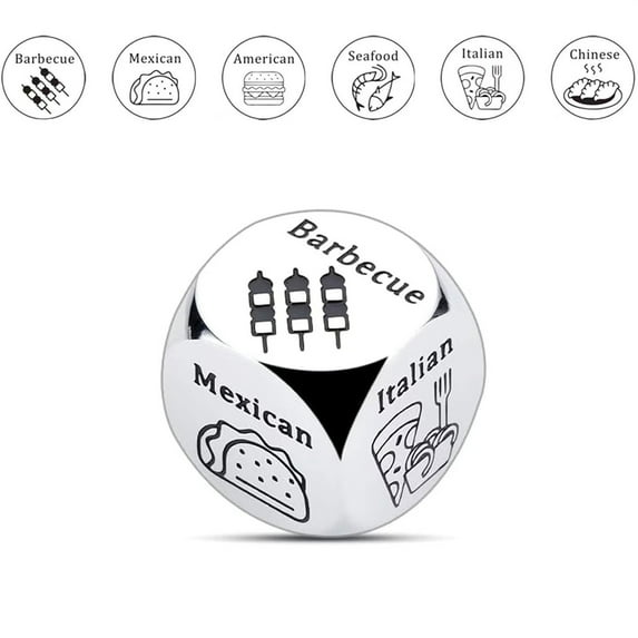 Nsxcdh Metal Food Decision Dice Multi Sided 0.62x0.62in Outdoor Indoor Interactive Game for Family Picnic Party Home