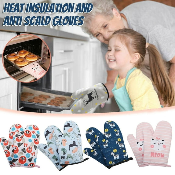 Nsxcdh Microwave Oven Mitts 2 Pack,Cotton,11 X 5.9 In,Non Slip Heat Proof for Cooking Baking and BBQ,Home and Kitchen Essentials,Cotton Gloves,Home Essentials