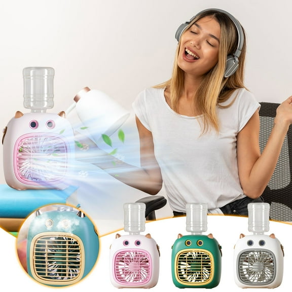 Nsxcdh Mini Portable Conditioner Water Bottle USB Rechargeable Evaporative Cooler Fan Humidifier 9.06x5.16in Double Spray Four Gear Battery Home Office Outdoor Desktop Cooling Air Fans