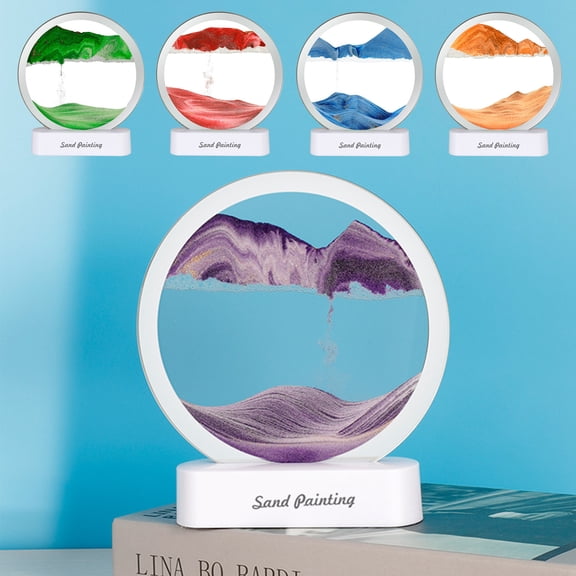 Nsxcdh Moving Sand Art Table Lamp,7.48in 360 Degree Rotating Hourglass,Glass Rgb USB or Battery,Modern Decor,Dimmable Lighting,Night Light for Living Room Bedroom Home Home Office Decor