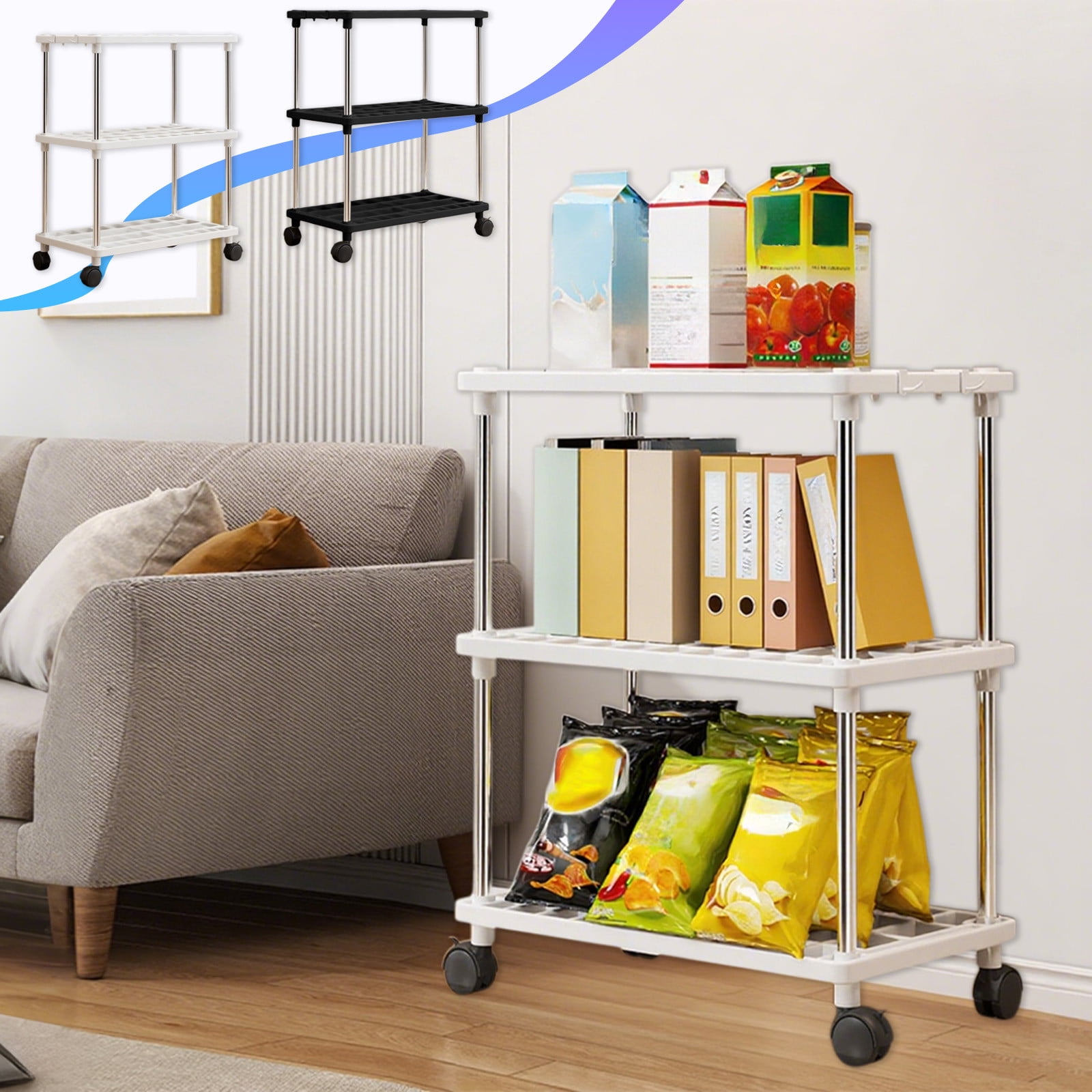 Nsxcdh Multi-Tier Storage Shelves with Wheels Rolling Pantry Rack with ...