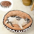 thumbnail image 1 of Nsxcdh Oval Plush Pet Bed,Double Sided,Brown Spotted,Pp Filled,Soft Flannel,40x30cm,All Season,Easy Clean, 1 of 6