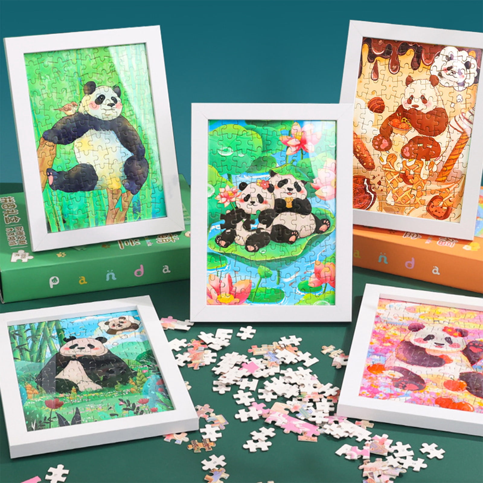 Nsxcdh Pandas Pattern Puzzle,108 Piece,Paper,7.8x5.7in,Photo Frame ...