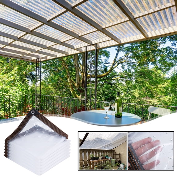 Nsxcdh Rainproof Tarpaulin Thick Plastic Transparent Heavy Duty 86.6x70.9in Reinforced Eyelets UV Wind Protection Greenhouse Garden