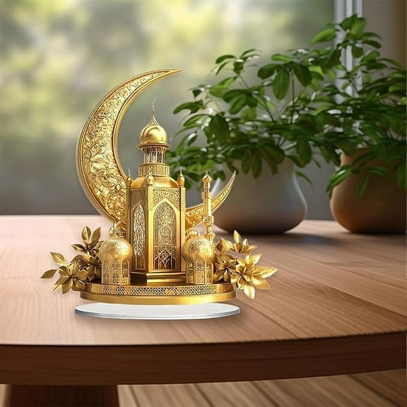 Nsxcdh Ramadan Table Decoration Eid Mubarak Acrylic 2d Castle 3.9x3.9in Unique Present for Family Children Housewarming Home Living Room Worship Souvenir Gift Party Cute Decoration Favors for Kids