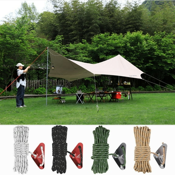 Nsxcdh Reflective Tent Guyline Windproof Rope with Adjust Buckles 16.4ft Length 4mm Dia,High Tensile Strength,Aluminum Triangle Tensioner,Camping Hiking Backpacking,Tarp Tent Setup Outdoor Gear