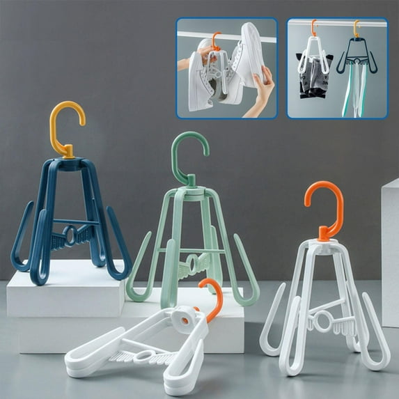 Nsxcdh Rotating Foldable Shoe Drying Rack,Windproof Hook Holds Pairs Securely,Polystyrene Build Gentle on Fabric Prevents Slips,Space Saving Hanger for Balcony Bathroom Closet Home Essentials