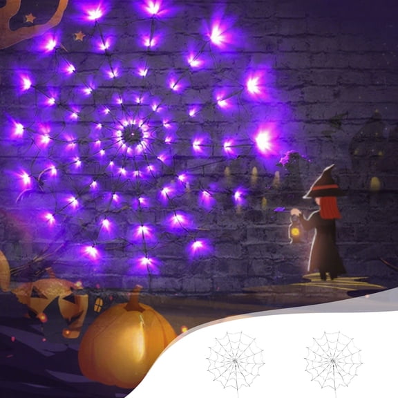 Nsxcdh 4FT Halloween Spiderweb Lights 70 LED Cobweb Light with Remote Control 8 Modes for Yard Garden Patio Indoor Outdoor Decor