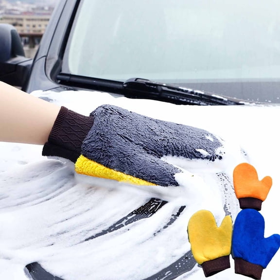 Nsxcdh Car Wash Foam Gloves for Paint-Safe Cleaning,Scratch-Free Waxing and Polishing Rag Mitts for Auto Detailing Gift