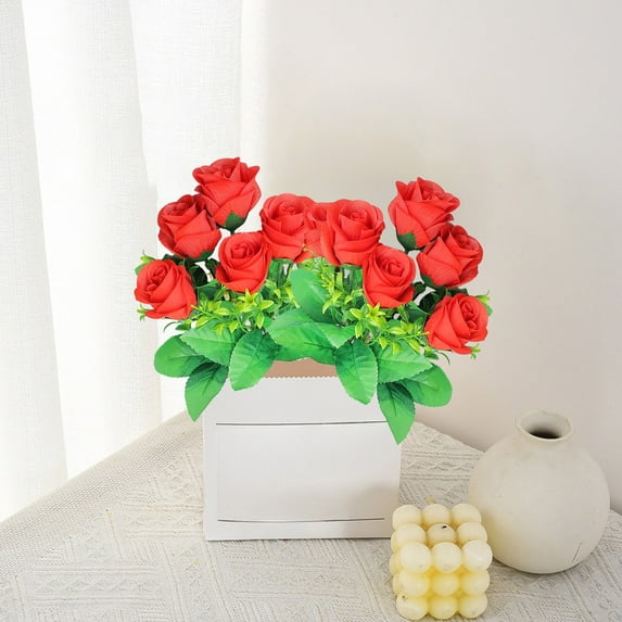 Nsxcdh Fake Pomegranate Bouquet Six-Head Artificial Rose Floral Display Dining Table Centerpiece Realistic Home Decor Accent Low-Maintenance Room Upgrade