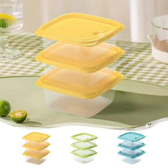 Nsxcdh Fridge Storage Containers Set of 3 Clear Plastic Boxes 460ml with Locking Lids Stackable Space-Saving Food Containers for Snacks and Leftovers Gift