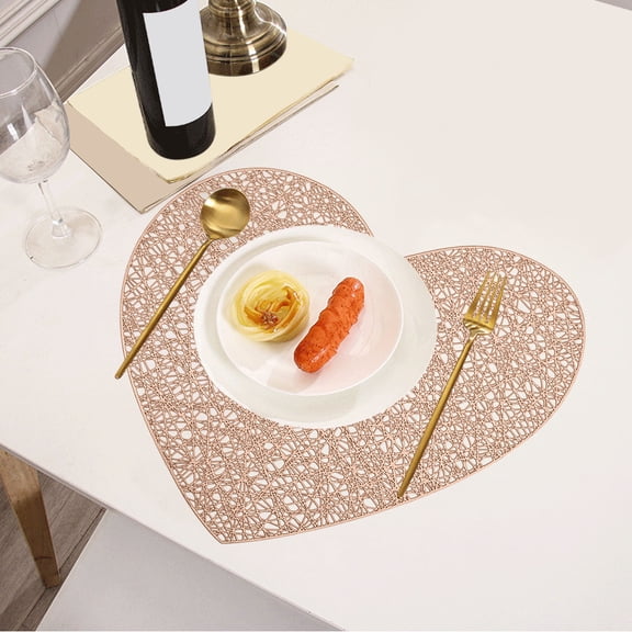 Nsxcdh Heat Insulating Non-Slip Placemats Hollow PVC Circular Antiscald Mats Western Style Dinner Table Pads for Daily Dining Use Holiday Gift