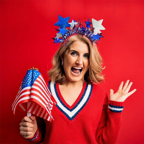 Nsxcdh Independence Day Headwear,Red White and Blue Star Headband,Flag Theme Festival Accessory,Patriotic Hairband for 4th of July Party or Parade Outfit Birthday Gift
