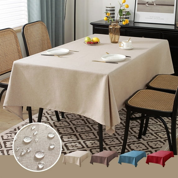 Nsxcdh Reusable Plastic Tablecloth Scandinavian Table Cover Napkin Waterproof Oilproof Tablecloth Table Mat Solid Color Imitation Linen Tablecloths