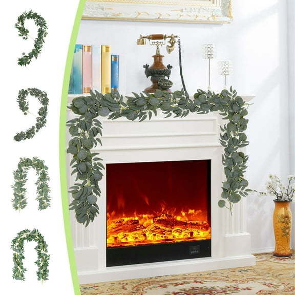 Nsxcdh Simulation Willows Leaf,Eucalyptus Rattan,Round Apples Ivy Leaf,Wedding Party Decoration,Eucalyptus Rattan