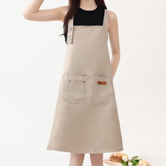 Nsxcdh Unisex Apron Long Cotton Kitchen Apron Waterproof and Oil Resistant Fabric Adjustable Ties Bib Design for Adult Cooking and Cleaning Use