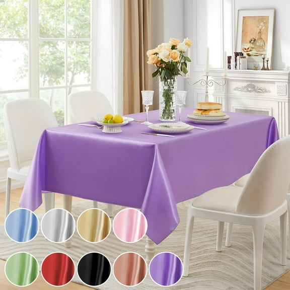 Nsxcdh Seamless Satin Tablecloth Rectangular Polyester 60x84in Silky Soft Smooth Wrinkle Resistant Party Wedding Banquet Home Table Decor Party Cute Decoration Favors for Kids