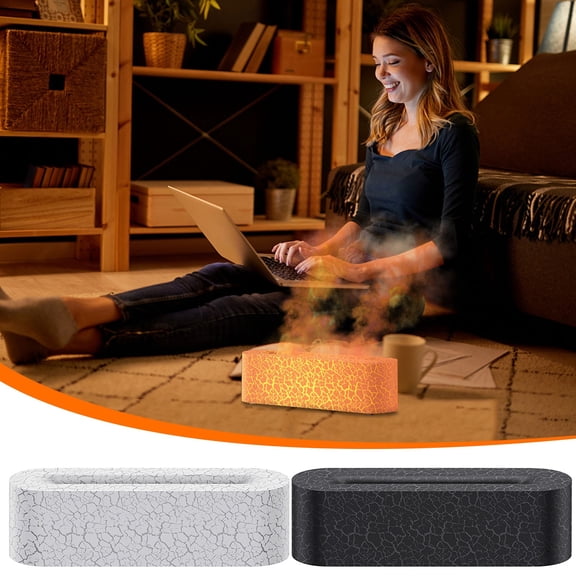 Nsxcdh Simulation Flame Aromatherapy Machine,USB Oil Diffuser,Silent,Abs,5.91x5.91in,150ml,Volcano Effect,Remote Control,Auto Off,Home Gym Spa Yoga