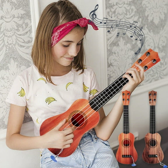 Nsxcdh Simulation Ukulele Kids Guitar Four Strings Plastic 16.14x4.72x1.57in Adjustable Safe Musical Instrument Hand Eye Coordination Music Toys Christmas Gifts for Grandkids