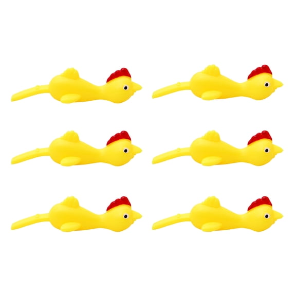 Nsxcdh Sling Shot Chicken Toys,Creative Ejection Fidget Toy,Light Rubber Chicken for Metope and Ceiling,Prank Flying Toy,6-48PCS Options